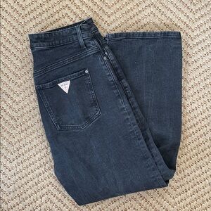 Guess - Vintage Style High Rise Straight Denim Jeans - Black - 30